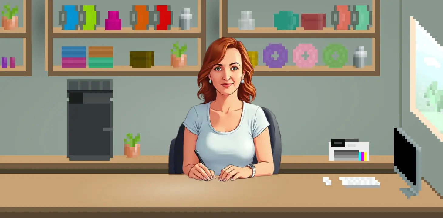 Kaity at her creative workspace